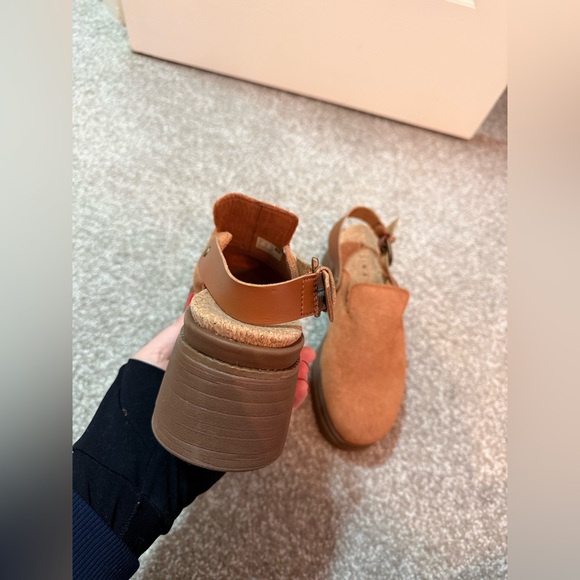 Suede Platform Clog Sandals Chunky Heel | Brown | Size 9 - Picture 6 of 6